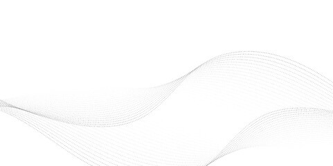 Poster - Dynamic particle waves in a halftone gradient form a flowing dot curve against a white backdrop, embodying technology, sound, music, and modern aesthetics. technology, science, innovation concepts	