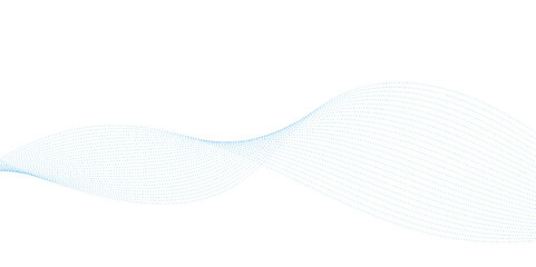 Poster - Blue dotted wave line pattern. Flowing dot particles wave pattern halftone black gradient smooth curve shape isolated on transparent background.	
