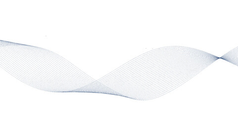 Poster - Blue dotted wave line pattern. Flowing dot particles wave pattern halftone black gradient smooth curve shape isolated on transparent background.	
