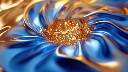 Poster - Beautiful swirling blue and gold patterns with a central focal point