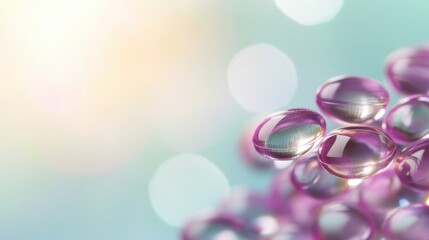 Poster - Colorful water droplets on a smooth surface create a dreamy background