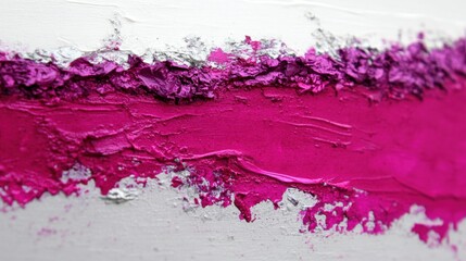 Poster - Vibrant pink and silver paint texture on a white canvas background