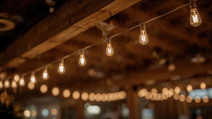 Poster - Rows of glowing lights hang from the ceiling, producing an inviting environment.