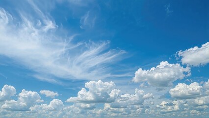 Wall Mural - Stunning Blue Horizon Featuring Bright White Clouds