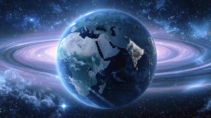Wall Mural - Earth Planet in Space with Spiral Galaxy and Stars