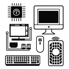 Aufkleber - Flat Vector Illustration of a Dog with Computer Elements and Design Components