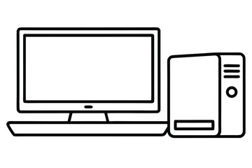 Aufkleber - Minimalist Line Art Illustration of a Simple Desk Design for Creative Projects