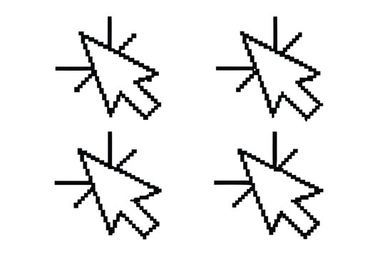 Vector Image of Four Computer Mouse Cursors in Various Styles and Colors