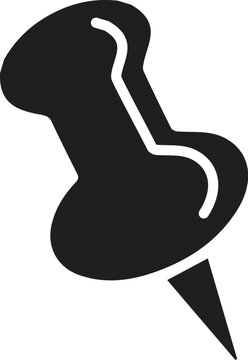 Stylized illustration of a red push pin standing upright on a surface