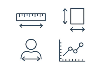 Poster - Measurement line icon set for analytics and data. Size, dimension, and parameter vector icons. Ruler, chart, and graph symbols for infographic design. Thin outline pictogram collection for ux and ui.