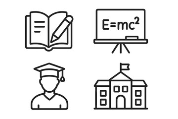 Fototapete - Education and science thin line icon set. School, university, college symbol collection. Graduate, student, knowledge, learning concept. Vector icons for web design.