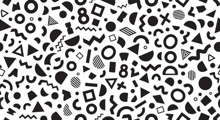 Poster - Abstract geometric shapes pattern black and white isolated on transparent background