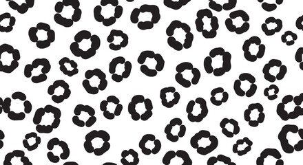 Poster - Black leopard spots pattern isolated on transparent background