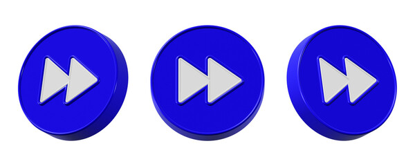 Poster - 3d forward icon with blue rounded edges isolated on transparent background