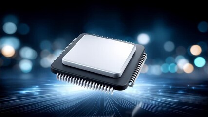 Poster - Microchip processor with glowing circuit lines and digital innovation showcasing advanced electronic technology computer systems and modern digital