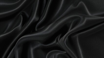 Poster - Elegant black satin or silk texture creating an abstract luxury fabric background, rendered photo