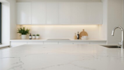 Poster - Blurred indoor scenes with table surfaces created by AI generation tools