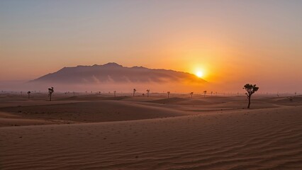 Wall Mural - breathtaking sunrise in sandy terrain