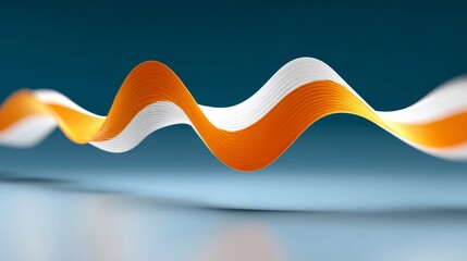 Poster - Long orange and white wave is shown in the image. The wave is in the middle of the image and is surrounded by a blue background. The orange and white colors of the wave create a sense of movement