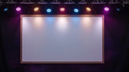 Poster - white display panel illuminated by theatrical lights for music celebration poster