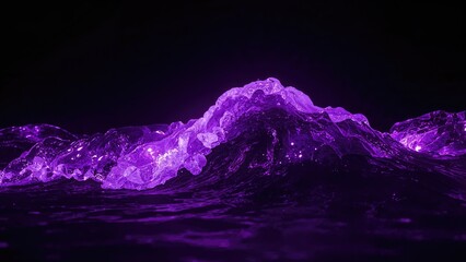 Leinwandbilder - A mystical blend of purple and white waves with a dark background.
