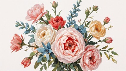 Poster - Canvas artwork showcasing flowers in soft pastel tones, innovating upon traditional methods