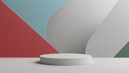 Poster - Minimal abstract scene with a geometric-themed product platform