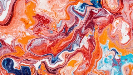 Poster - White background featuring a blend of acrylic paints. Artistic expression and craft.