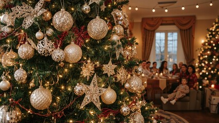 Poster - Decorative accents on the celebration pine