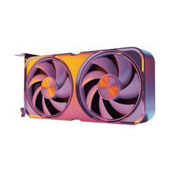 Aufkleber - Modern computer graphics card with dual fans isolated on transparent background