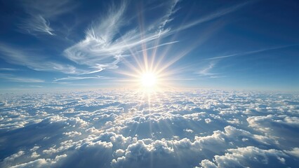 Wall Mural - imagery of a fresh celestial and terrestrial scene highlighted by vivid sun rays and textured backgr