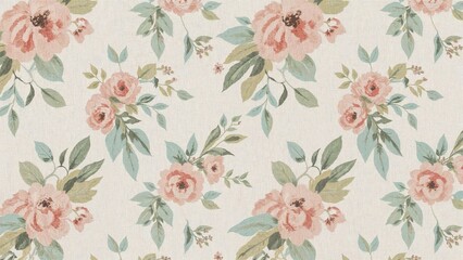 Poster - Digital printing technology brings vintage floral designs to life on linen fabric.