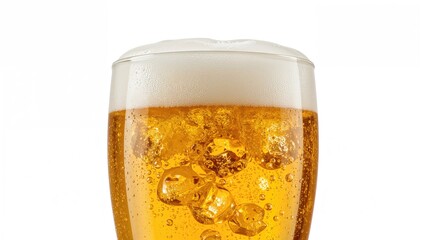 Poster - An alcoholic cocktail made with frothy lager and sparkling bubbles. Realistic craft beer and drink advertisement.