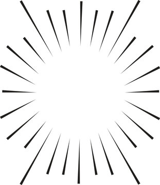 Sun rays hand drawn, linear drawing