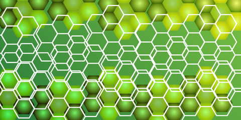 Aufkleber - Futuristic green hexagon pattern with layered glowing elements and white grid overlay, abstract technology background.eps10