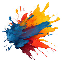 Poster - Vibrant Abstract Paint Splash with Bold Colors and Ink Effect Isolated on White Background for Creative Use