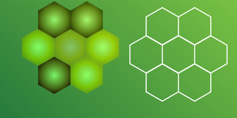 Aufkleber - Abstract green hexagon background with glowing light effects and gradient overlay, futuristic honeycomb design concept.