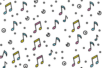 Poster - Seamless Cat Pattern Design on White Background with Colorful Elements Illustration
