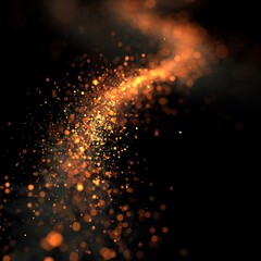 Aufkleber - Abstract golden glowing particles floating in darkness creating a dynamic and magical effect