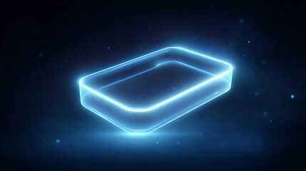 Poster - Abstract futuristic neon rectangle with rounded edges against a dark background
