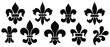 ©  Maxstocker01 - Fleur de lys icon set. Vector illustration heraldic emblem. Royal fleur-de-lis symbol set. EPS 10