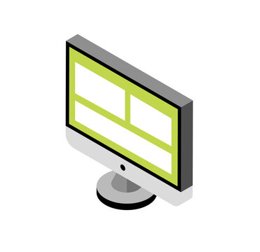 Modern Isometric Desktop Computer Mockup: Clean, Minimalist, and Professional Design.