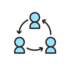 Poster - Modern Flat Icon: Three Person Circular Network Collaboration Flowchart