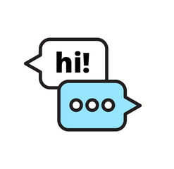 Poster - Modern Minimalist Blue and Black Speech Bubble Icon Set for Communication Design