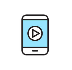 Aufkleber - Modern Smartphone Displaying Play Button: Minimalist, Clean, and Tech-Focused Icon Design.