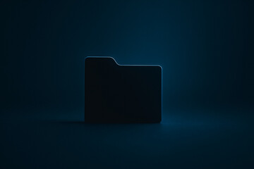 Fototapete - Dark Folder Icon: A sleek, minimalist folder icon, set against a dark, inviting backdrop. Ideal for design, UI, and tech concepts. 