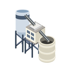 Poster - Isometric Illustration of Industrial Silo and Processing Plant: Modern, Clean Design