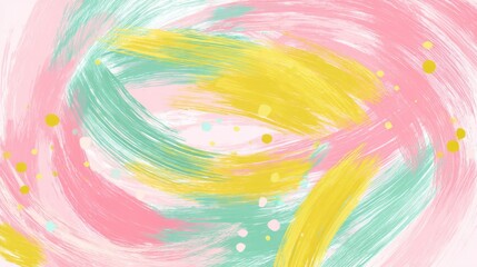 Poster - Colorful Abstract Swirls in Pastel Pink, Mint, and Lemon Shades for Creative Design Projects