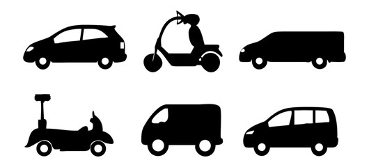 Poster - Silhouette car vehicle van transport automobile mobility scooter auto design graphics illustration transparent background