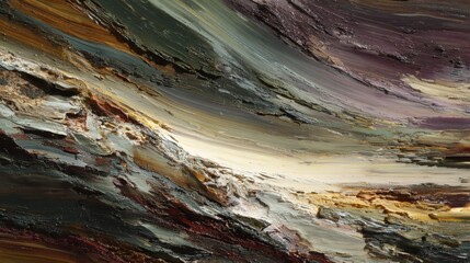 Poster - Abstract Earth Tone Artwork with Sweeping Browns, Olives, and Ochres in Textured Brushstrokes